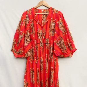 Beautiful floral Cotton Block Printed dress Dress For Casual wear Hand Block Printed Dress - Product Image 5
