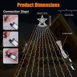 11.48FT 350LED Multicolored Christmas Star Waterfall <b>Tree</b> String <b>Light</b> Waterproof Indoor Outdoor String <b>Lights</b> Holiday Lighting - Product Image 6