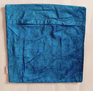 Turquoise Velvet Embroidered Cushion Cover Square Bohemian Style Home <b>Decor</b> <b>Pillow</b> Case with Gold Scroll Pattern - Product Image 4