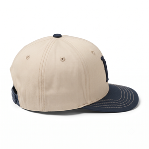 Casquettes Snapback Unisexe en Toile Structurée Vintage à 6 Panneaux avec Bordure Crème Beige et Marine, Logo Monogramme Brodé en Relief 3D Personnalisé, Deux Tons - Product Image 3