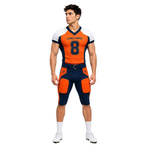 Uniforme de football américain de conception haut de gamme, vêtements d'entraînement pour hommes, orange marine, impression par sublimation, polyester respirant, taille adulte - Product Image 3