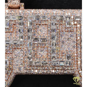 Lab Grown Diamond Name Pendant Hip Hop <b>Chain</b> <b>Iced</b> <b>Out</b> Baguette Necklace Luxury Streetwear Jewelry - Product Image 2