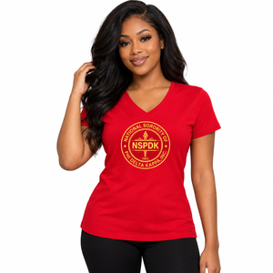 Camiseta de Cuello en V para Mujer, Diseño Premium, Manga Corta, Gráfico con Letras de Hermandad, Suave, Informal, para Uso Diario - Product Image 1