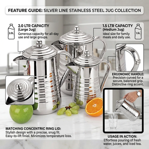 Large Capacity Stainless Steel Mirror Finish Eco Friendly Drinking Hot Cold Water Juice Beverages Serving Jug Pitcher - Product Image 3