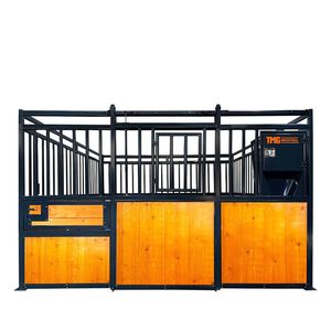 Box per Cavalli Portatile da 3,6 m con Pannello in Legno di Pino, Porta Scorrevole, Finestra e Barra Verticale Superiore per Mangiatoia, Fondo in Legno TM - Product Image 4