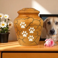 Urne funéraire artisanale en bois pour cendres d'animaux (chien ou chat) – Urne commémorative gravée avec empreinte de patte bleue – Boîte d'urne funéraire personnalisée – Idée cadeau pour la perte d'un animal de compagnie