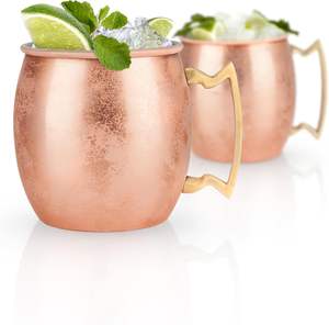 Mug en cuivre Moscow Mule en acier inoxydable le plus vendu avec poignée en laiton – Écologique, léger, 18 oz pour cocktails, bière, vin, cadeaux promotionnels - Product Image 1