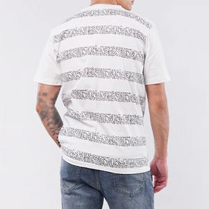 T-shirt graphique 100 % coton OEM pour homme, imprimé lignes abstraites, col rond, streetwear décontracté, marque privée, fournisseur en gros USA - Product Image 2