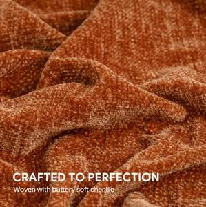 Plaid de luxe nordique en chenille couleur rouille, 100 % polyester, respirant, écologique, portable, pour toutes les saisons - Product Image 3