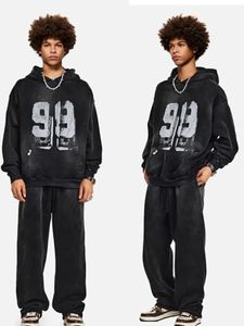 Sweat à capuche unisexe pour homme, imprimé graffiti numéro 99, style streetwear Y2K, coupe oversize, avec poche - Product Image 6