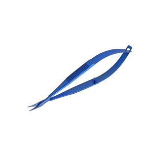 Micro-ciseaux chirurgicaux à lame incurvée en forme de baïonnette, 245 mm (5,58 po), instruments neurochirurgicaux, par Blush Surgical - Product Image 1