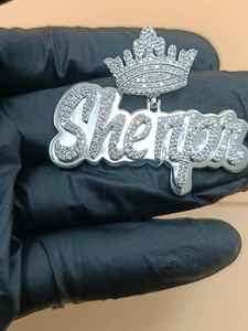 Colgante de Plata 925 con Nombre Personalizado, Corona de Rey y Letra Bai, Joyería Hip Hop, Colgante con Placa de Nombre Iced Out, Dijes de Letras Iniciales - Product Image 4
