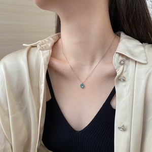 925 argent mer bleu tout match pendentif pierre de naissance femmes collier ras du cou bijoux pour maman grand-mère - Product Image 3