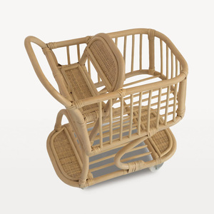 <b>Mini</b> rattan shopping cart for baby eco friendly kids toy best selling <b>supermarket</b> trolley carts - Product Image 4