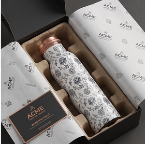 Elegant Floral Design Copper Water Bottle Reusable With Natural Wellness For Travel Hiking Gym Yoga And gifts - Product Image 5