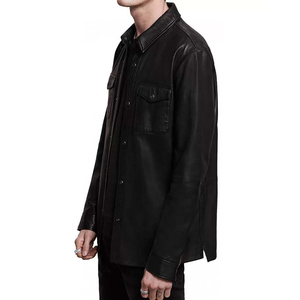 Chemise en cuir véritable pour homme de qualité supérieure, décontractée, à manches longues, satinée, pour la saison printanière - Product Image 2