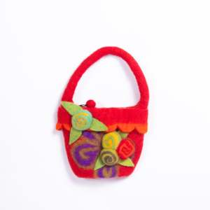 100% Pure <b>Wool</b> <b>Felt</b> Red Handbag-Handcrafted Accessory by Feltandwool - Product Image 2