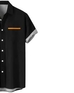 Camisa de Manga Corta con Estampado de Guitarra Negra y Mostaza, Estilo Casual de Verano, para Hombre, Fabricante OEM, Suministro al por Mayor - Product Image 4