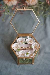 Customized <b>Hexagon</b> Glass Ring <b>Box</b> with Metal Frame, Decorative Storage Organizer Ring <b>Box</b> For Wedding <b>Gift</b> & Home use - Product Image 4