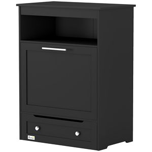 Mobiletto Contenitore Nero per Alimenti per Animali Domestici con Ciotole Rialzate e Accessori per l'Idratazione, per Contenere Cibo e Acqua per Cani - Product Image 1