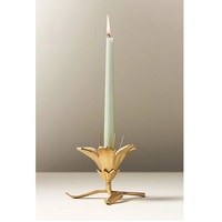 Support de bougie conique en aluminium fait main, motif fleur dorée moderne, en forme de lys botanique, pour centre de table de Noël, vente en gros