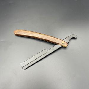 Maquinilla de afeitar turca con logotipo personalizado profesional para afeitar acero inoxidable de alta calidad con mango de madera peluquero hecho a mano sostenible - Product Image 3