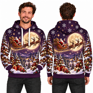 Men's Christmas <b>Snow</b> <b>Globe</b> Print Hooded Sweatshirt Knitted Polyester Casual Winter Hoodie with Pocket Design Regular Fit - Product Image 2