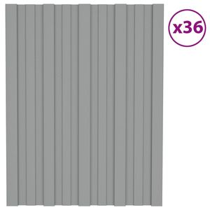 ชุดหลังคา36ชิ้น23.6 "x17.7" แผ่นเหล็กชุบสังกะสีลูกฟูกสีเทา - Product Image 1