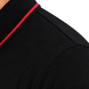 Premium Black Mens Polo <b>Shirt</b> With Red Contrast <b>Collar</b> And Sleeve Trim Custom Logo Short Sleeve Casual Golf Sportswear <b>T</b> <b>Shirt</b> - Product Image 6