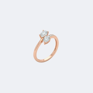 แหวนทองคำ 10K 14K สีเหลือง แหวน Toi et Moi ประดับเพชรทรงลูกแพร์และทรงรีที่เพาะเลี้ยงในห้องปฏิบัติการ แหวนหมั้นแบบ Bypass แหวนสองเม็ดสำหรับผู้หญิง เครื่องประดับชั้นดี - Product Image 6