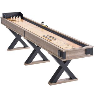 2-in-1 11.5 ft Indoor Shuffleboard and <b>Bowling</b> Combo Table Steel and Wood Workout and Training Fitness Set - Product Image 1