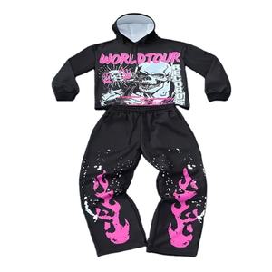 Conjunto de Sudadera y Pantalones Deportivos Unisex Personalizados, 100% Algodón, Estilo Vintage, con Capucha y Pedrería, para Hombre y Mujer - Product Image 1