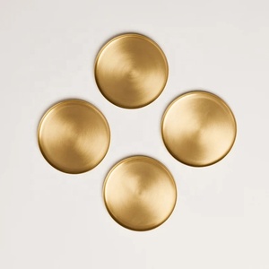 Heritage Smooth Brass Coaster Set Premium Round Drink Coasters Heat Resistant Table Protector Luxury Home <b>Bar</b> Gift - Product Image 1