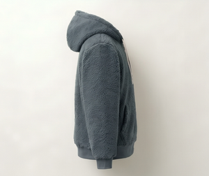<b>Men's</b> Dark Grey <b>Fleece</b> Hooded <b>Jacket</b> Zipper Closure Casual Winter Wear Thick <b>Sherpa</b> Lining Regular Fit - Product Image 6