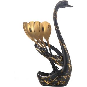 Set di 10 Cucchiaini da Espresso Neri e Oro, Mini Cucchiaini da Dessert/Caffè/Tè da 12 cm con Base a Cigno Nero, Comodi e Pratici - Product Image 3