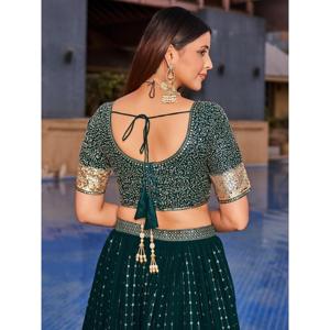 ชุดแต่งกาย lehenga choli georgette mehendi สีเขียวที่มีเสน่ห์ - Product Image 3