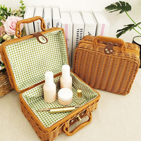 Nouvelle boîte de rangement en rotin écologique et durable, artisanat chinois traditionnel créatif, petit panier de pique-nique, valise portable tressée