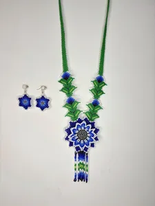 MEJOR OFERTA EN TENDENCIA: Conjunto de Collar Hecho a Mano con Cuentas Florales Verdes y Azules, Joyería Étnica Tribal Boho para Festival, Regalo para Fiestas - Product Image 5