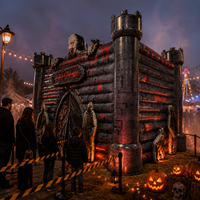 Tente Gonflable Commerciale Château d'Horreur Halloween Maison Hantée Salle d'Évasion Imperméable Taille Personnalisable pour Événements
