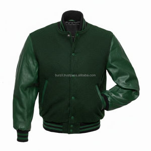 Blouson universitaire unisexe personnalisé en laine avec manches en cuir véritable, col montant, haute qualité, vente en gros, blouson bomber vierge style Letterman WVJ-0011C - Product Image 3