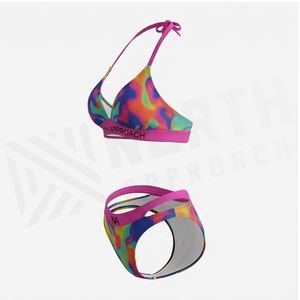 Ensemble de bikini tie-dye pour femme North Approach, haut triangulaire à col halter, bas échancré, imprimé dégradé, maillot de bain - Product Image 3