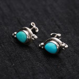 Elegant Bohemian Natural Arizona Turquoise <b>Stud</b> Earrings Women Fashionable Jewelry Bezel Setting Pear Shape Engagement Earring - Product Image 3