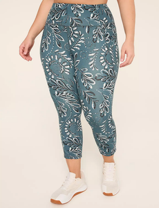 Leggings d'exercice capri taille haute 3/4, collants personnalisés respirants pour le yoga avec poches, extensibles dans les quatre sens, imprimé floral - Product Image 2