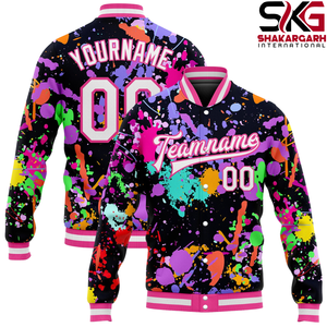 เสื้อแจ็คเก็ตวาร์ซิตี้ผู้ชายแบบมีตัวอักษรชื่อสั่งทำพิเศษ ลายกราฟิกหมีเท็ดดี้ สีดำเขียว สำหรับทีม - Product Image 4