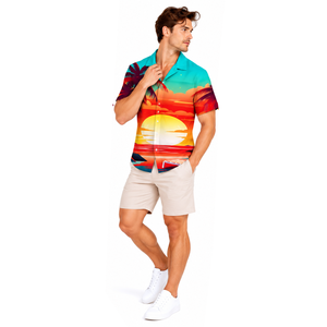 Chemise de plage pour homme Paradise, imprimé tropical, polyester doux et respirant, vêtements décontractés pour l'été, les vacances et les voyages, vêtements personnalisés - Product Image 4