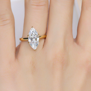 Anillo de Diamante Cultivado en Laboratorio con Corte Marquesa, Color E, Plata de Ley 925, Chapado en Oro, Certificado IGI, Joyería Clásica de Compromiso para Mujer - Product Image 4