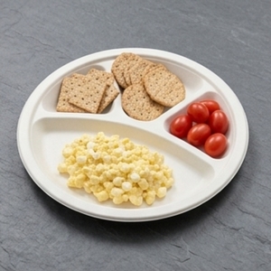 11 Inch Four Compartment Bagasse Meal Plate Biodegradable Compostable Disposable Sugarcane Fiber Tableware Restaurants Catering - Product Image 4