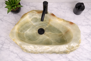 Lavabo de Mármol Verde Ónix Sólido de Primera Calidad, Lavabo de Piedra Natural para Proyectos Hoteleros - Product Image 4