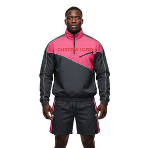 ชุดวอร์มวิ่งสะท้อนแสงแบบกำหนดเอง ผ้าไนลอนกันลม หลายสี แต่งแถบสีขาว ชุดวอร์มวิ่งสำหรับผู้ชาย - Product Image 2