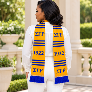Écharpe de graduation en acrylique tricotée pour femme, personnalisée, en gros, pour la sororité Sigma Gamma Rho 1922, étole, sash, accessoires grecs - Product Image 4
